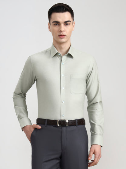 Pista Green Solid Slim Fit Formal Shirt | JadeBlue Youth