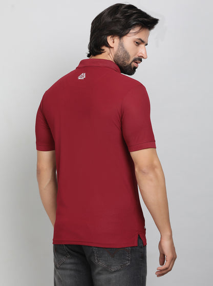 Red Solid Slim Fit Polo T-Shirt | Jade Play