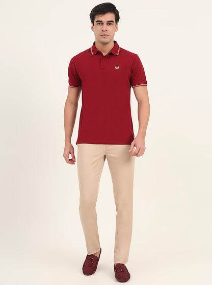 Beige Solid Super Slim Fit Casual Trouser | Greenfibre
