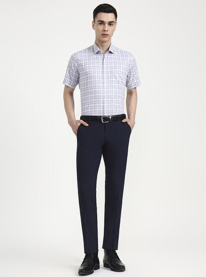 Blue & White Checked Regular Fit Formal Shirt | JadeBlue
