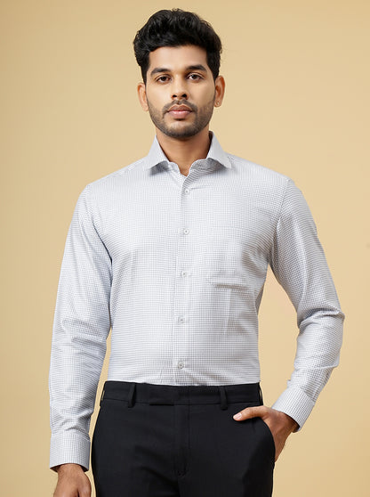 Grey Printed Slim Fit Formal Shirt | Metal