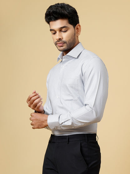 Grey Printed Slim Fit Formal Shirt | Metal