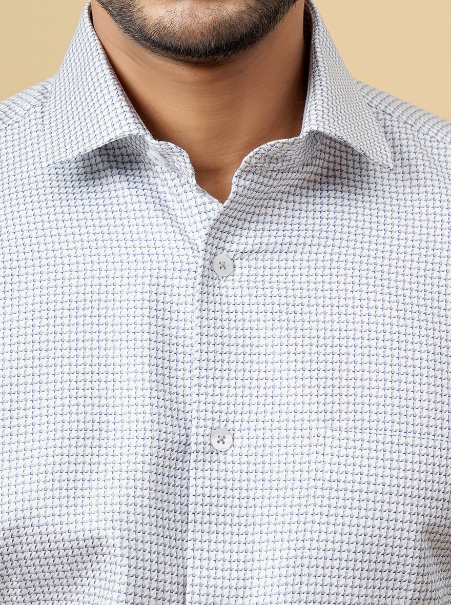 Grey Printed Slim Fit Formal Shirt | Metal