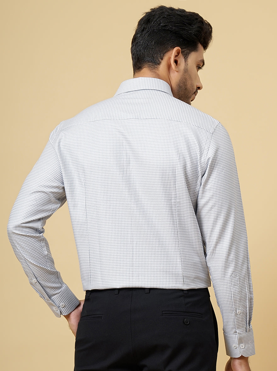 Grey Printed Slim Fit Formal Shirt | Metal