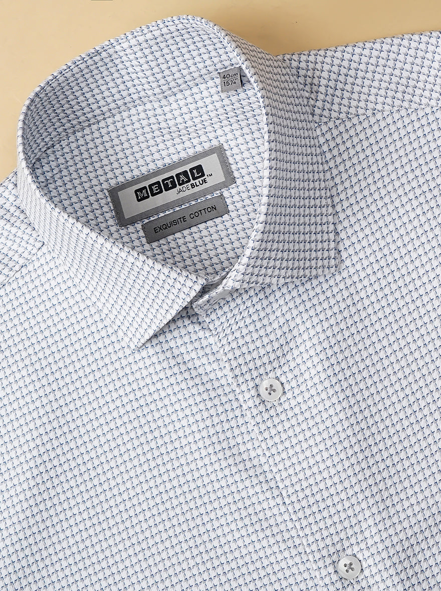 Grey Printed Slim Fit Formal Shirt | Metal