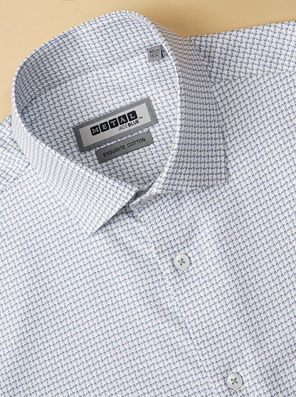 Grey Printed Slim Fit Formal Shirt | Metal