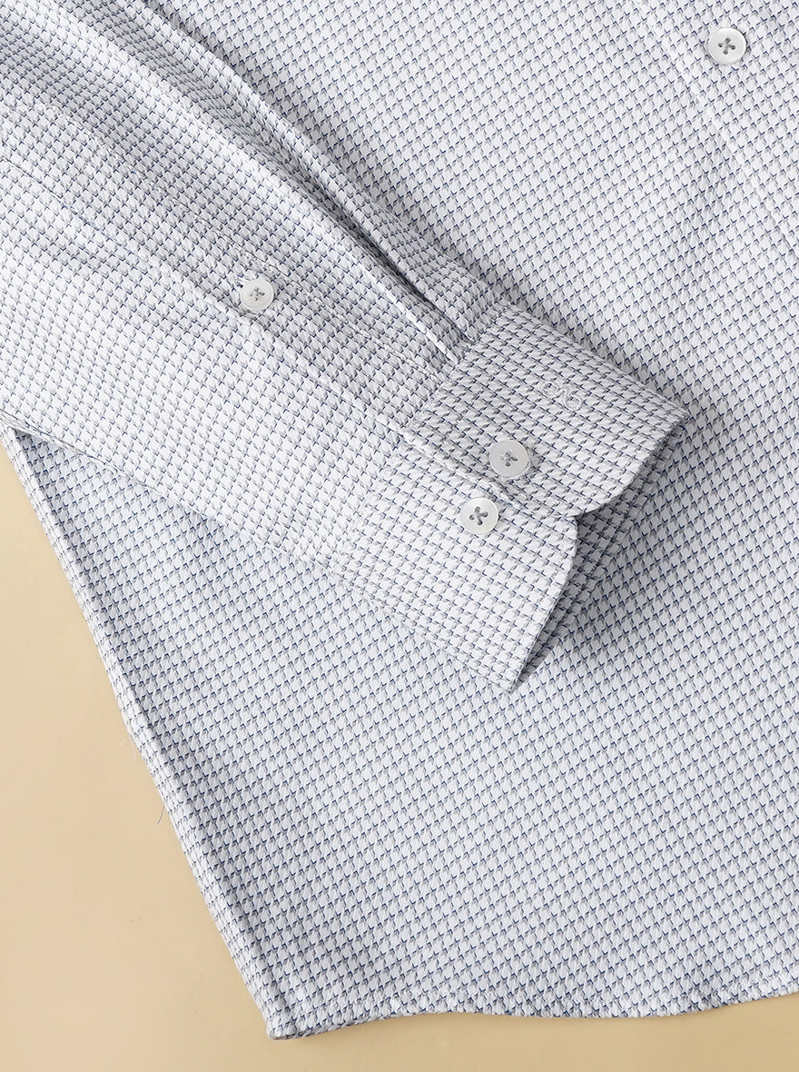 Grey Printed Slim Fit Formal Shirt | Metal