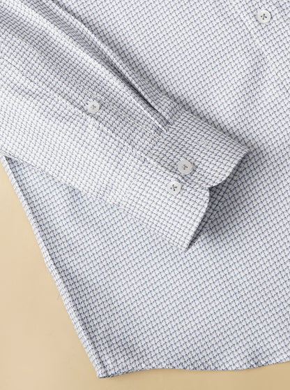 Grey Printed Slim Fit Formal Shirt | Metal