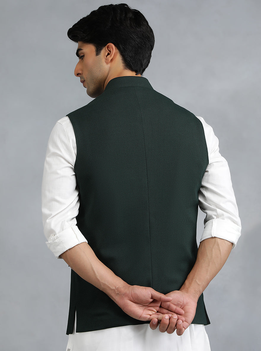 Green Solid Regular Fit Modi Jacket | JadeBlue