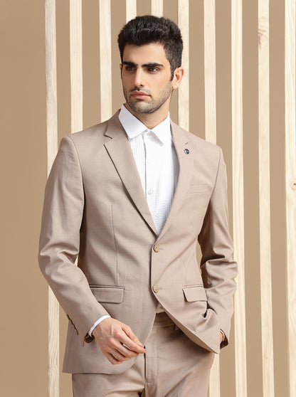 Brown Self Textured Suit | JadeBlue