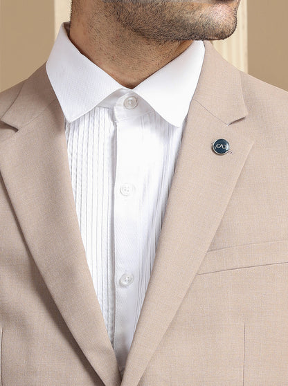 Brown Self Textured Suit | JadeBlue