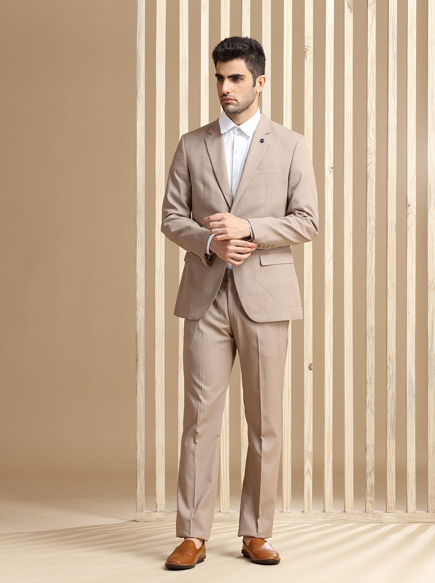 Brown Self Textured Suit | JadeBlue