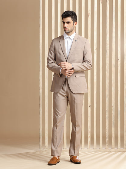 Brown Self Textured Suit | JadeBlue