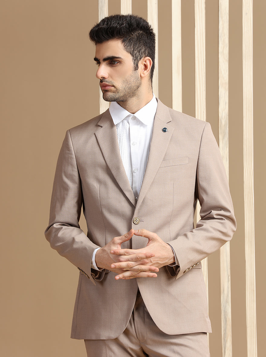 Brown Self Textured Suit | JadeBlue