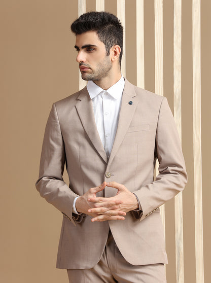 Brown Self Textured Suit | JadeBlue