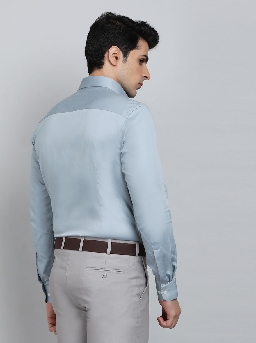 Light Blue Solid Slim Fit Party Wear Shirt | Wyre