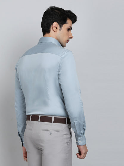 Light Blue Solid Slim Fit Party Wear Shirt | Wyre