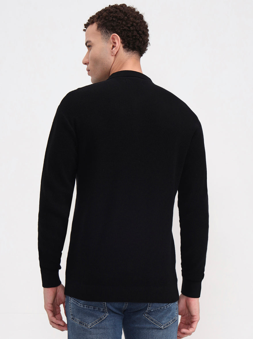 Black Solid Slim Fit Polo T-Shirt | JadeBlue