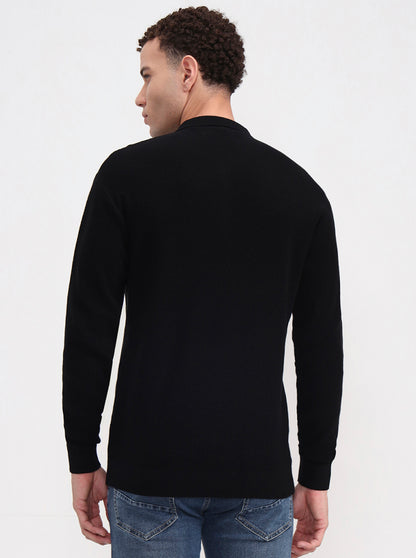 Black Solid Slim Fit Polo T-Shirt | JadeBlue