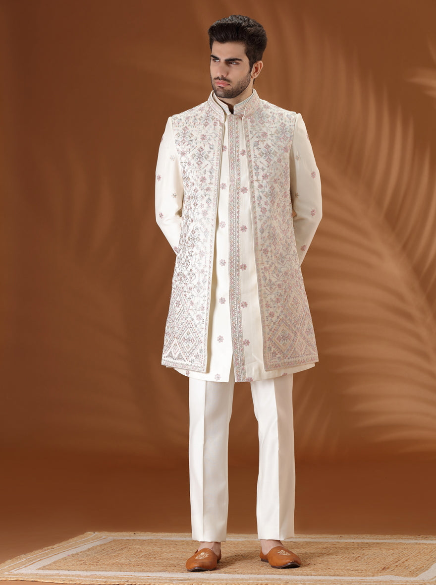 Ivory Embroidered  Indowestern | TULA