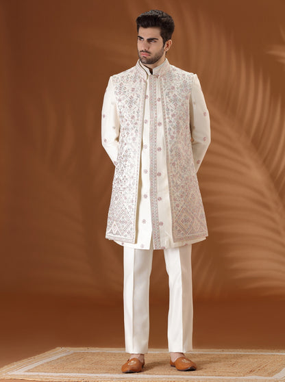 Ivory Embroidered  Indowestern | TULA