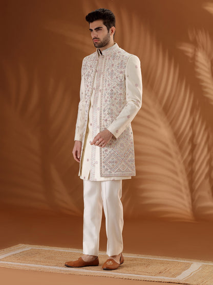 Ivory Embroidered  Indowestern | TULA