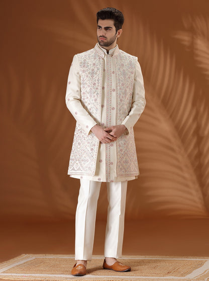 Ivory Embroidered  Indowestern | TULA