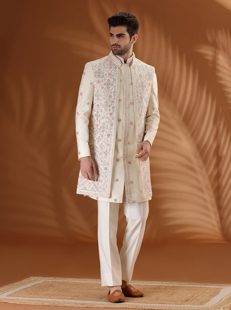 Ivory Embroidered  Indowestern | TULA
