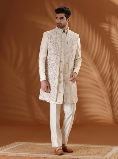 Ivory Embroidered  Indowestern | TULA