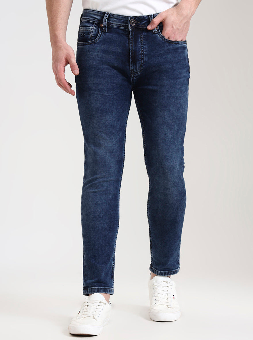 Smoky Indigo Blue Washed Rider Fit Jeans | JadeBlue