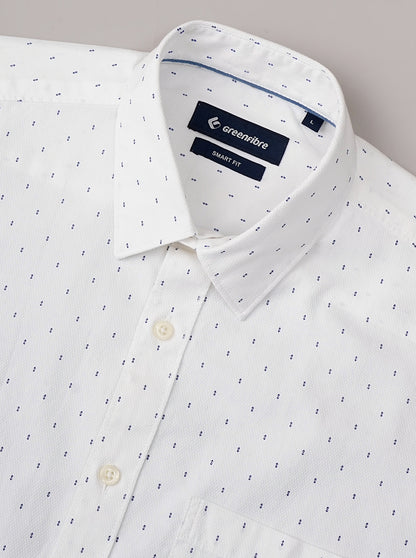 White Printed Smart Fit Semi Casual Shirt | Greenfibre