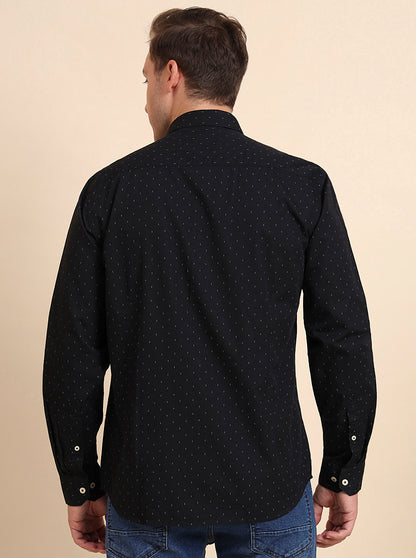 Black Printed Smart Fit Semi Casual Shirt | Greenfibre