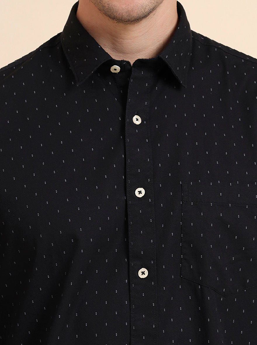 Black Printed Smart Fit Semi Casual Shirt | Greenfibre
