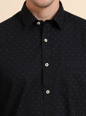 Black Printed Smart Fit Semi Casual Shirt | Greenfibre