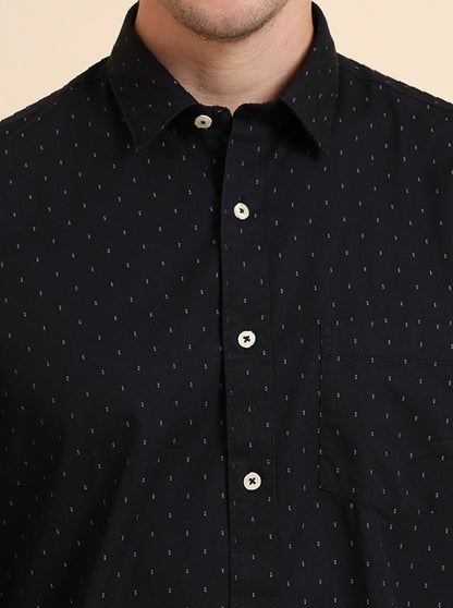 Black Printed Smart Fit Semi Casual Shirt | Greenfibre