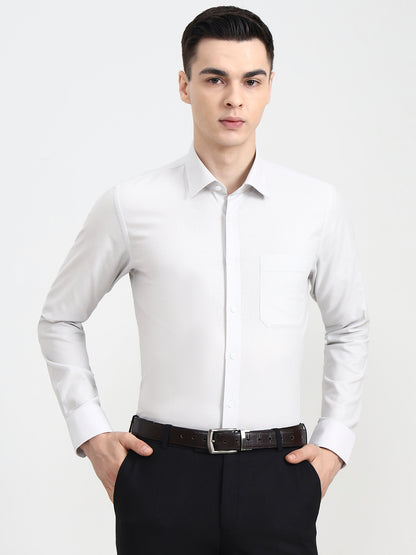 Grey Solid Slim Fit Formal Shirt | JadeBlue Youth