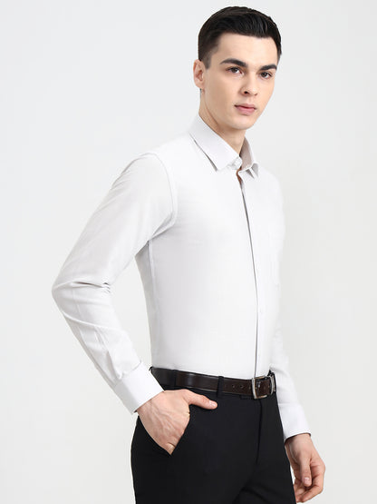 Grey Solid Slim Fit Formal Shirt | JadeBlue Youth