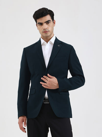 Green Solid Regular Fit Blazer | Wyre