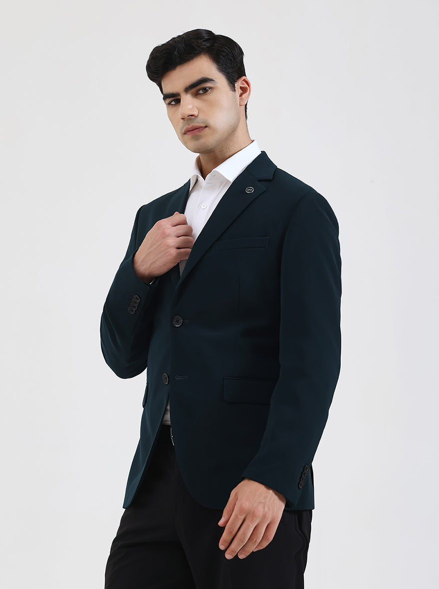 Green Solid Regular Fit Blazer | Wyre