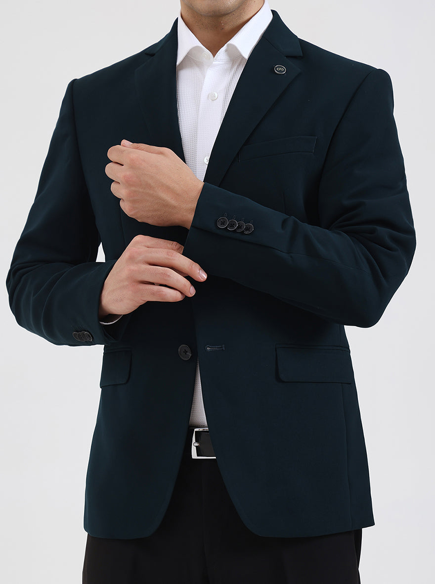 Green Solid Regular Fit Blazer | Wyre