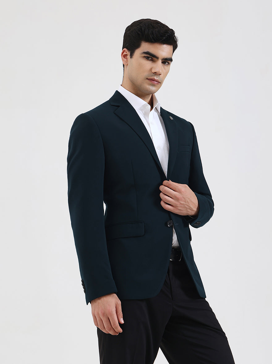 Green Solid Regular Fit Blazer | Wyre