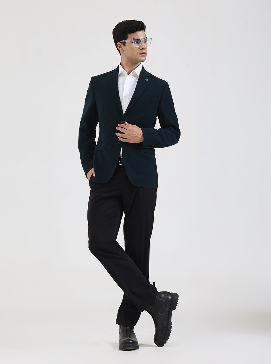 Green Solid Regular Fit Blazer | Wyre