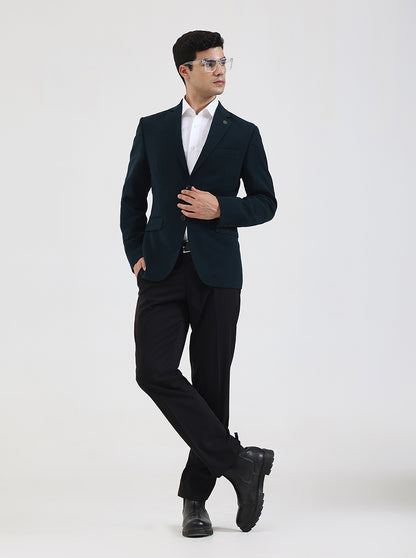 Green Solid Regular Fit Blazer | Wyre