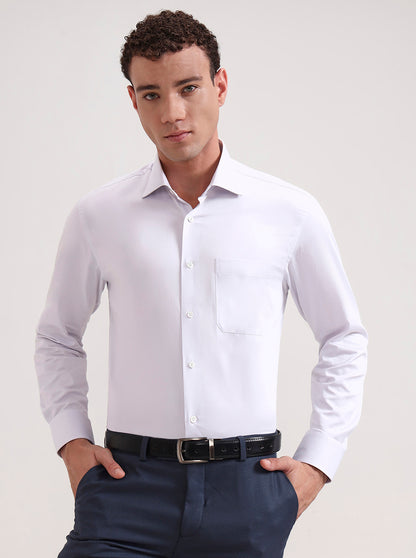 Light Grey Solid Slim Fit Formal Shirt | JadeBlue Super Luxe