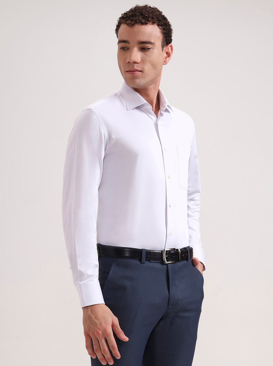 Light Grey Solid Slim Fit Formal Shirt | JadeBlue Super Luxe