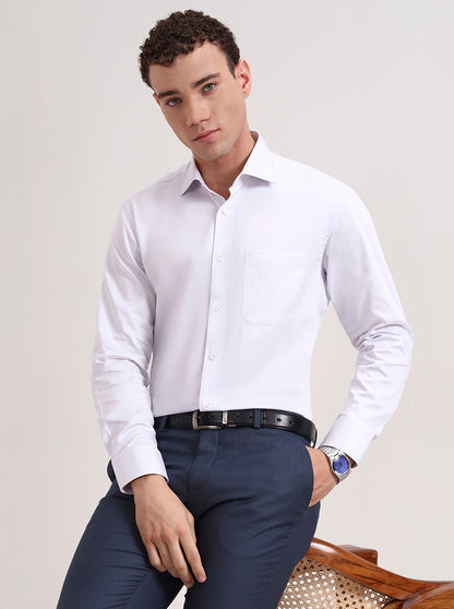 Light Grey Solid Slim Fit Formal Shirt | JadeBlue Super Luxe