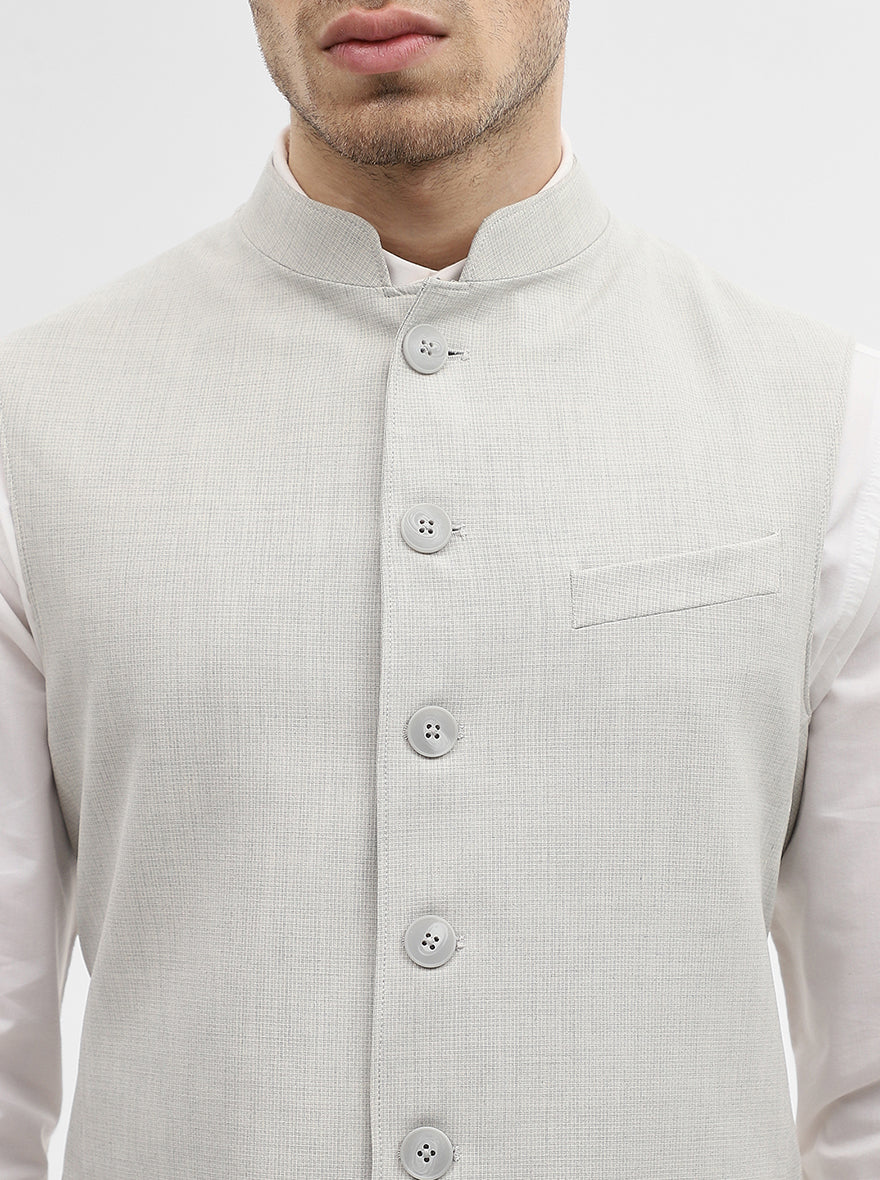Light Grey Solid Regular Fit Modi Jacket | JadeBlue