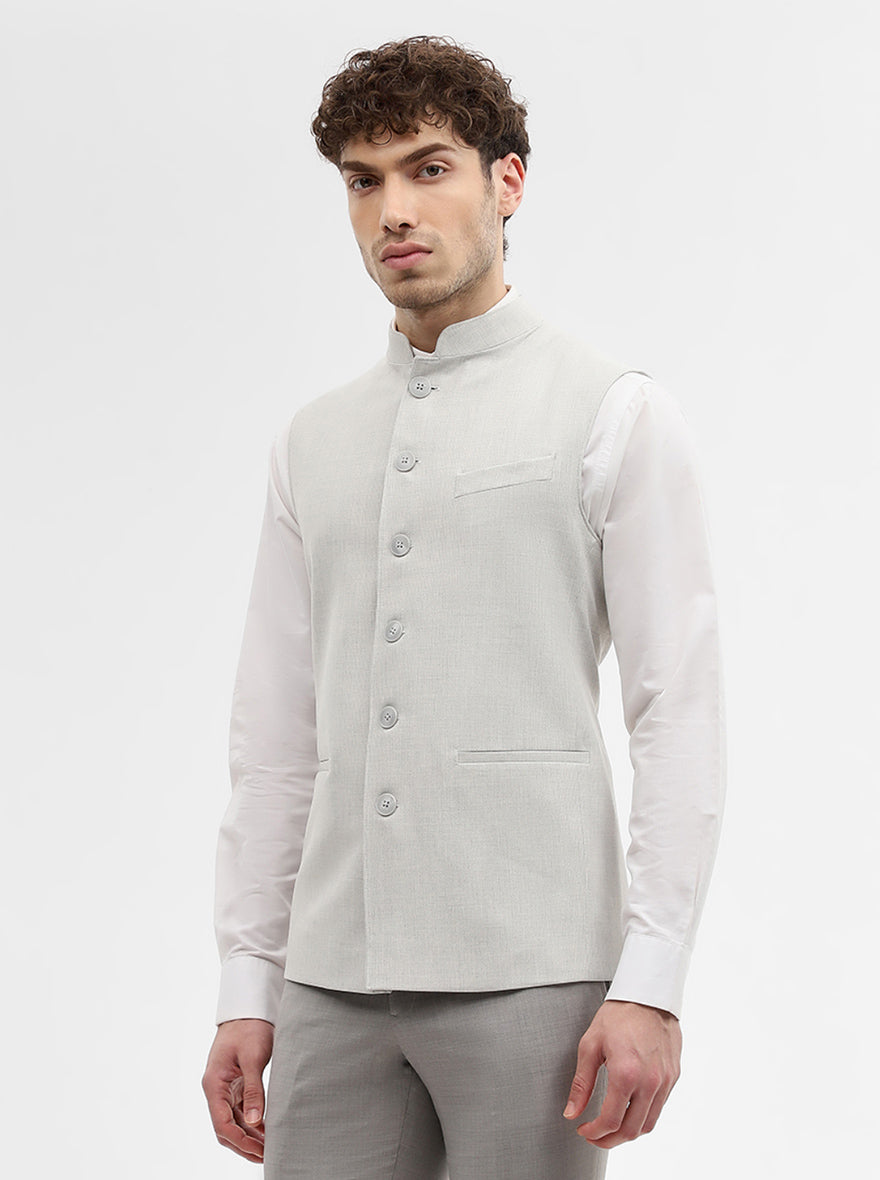 Light Grey Solid Regular Fit Modi Jacket | JadeBlue