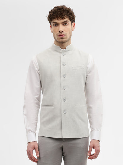 Light Grey Solid Regular Fit Modi Jacket | JadeBlue
