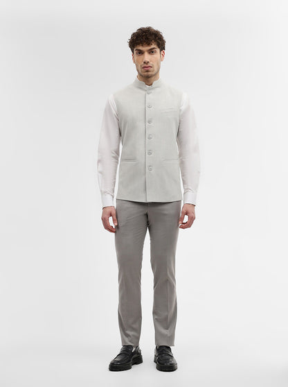 Light Grey Solid Regular Fit Modi Jacket | JadeBlue